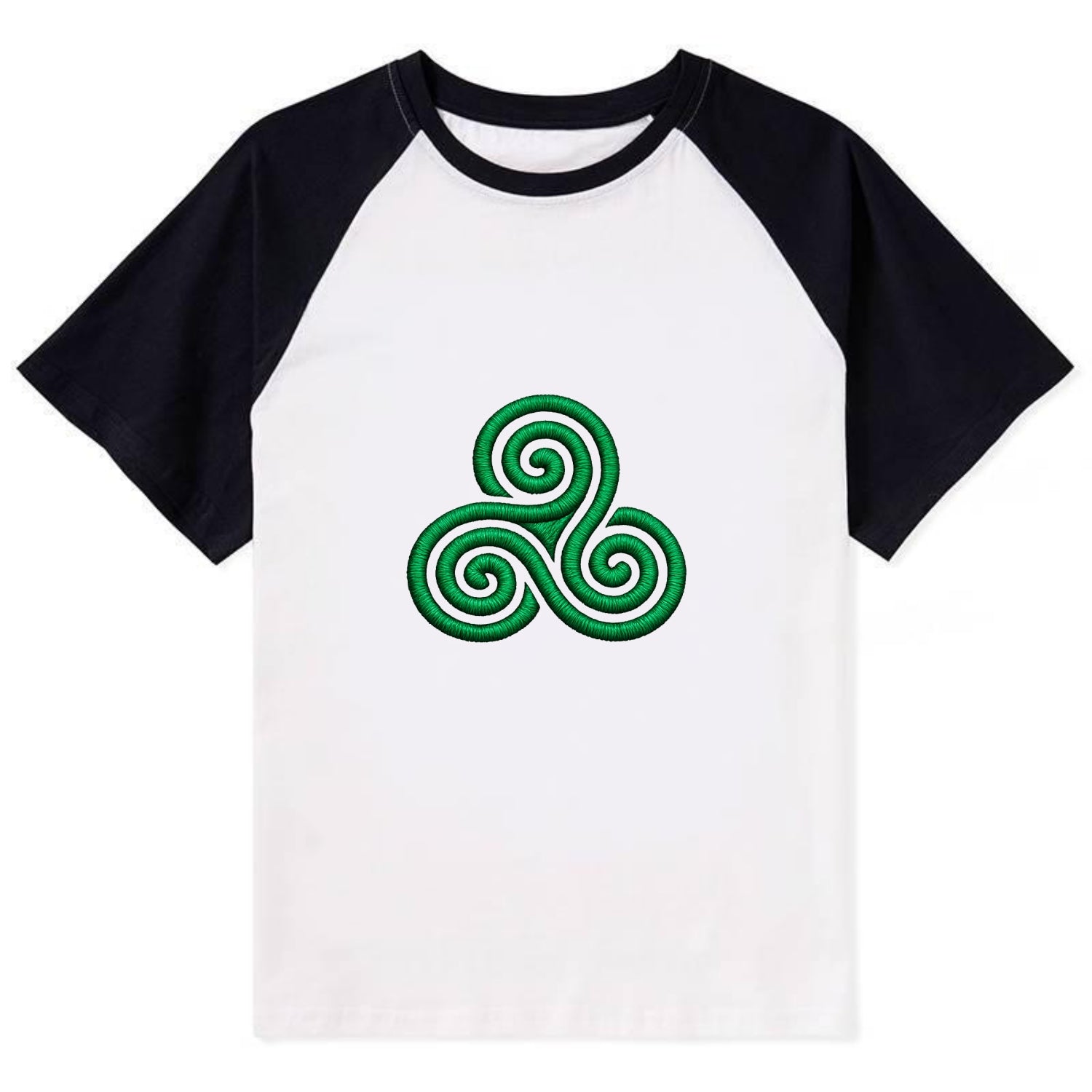 Triple Spiral - Contrast Raglan T-shirt - Black