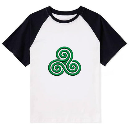 Triple Spiral - Contrast Raglan T-shirt - Black