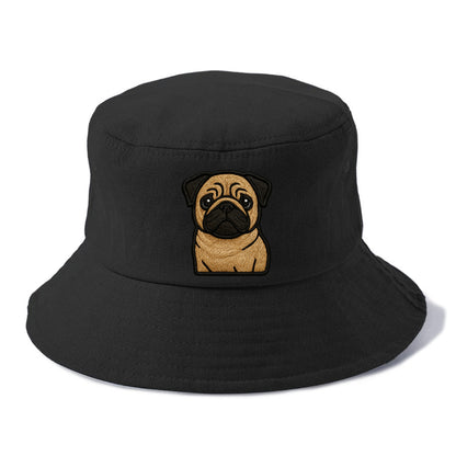 Pug - Contemporary wrinkled design with - Bucket Hat - Black