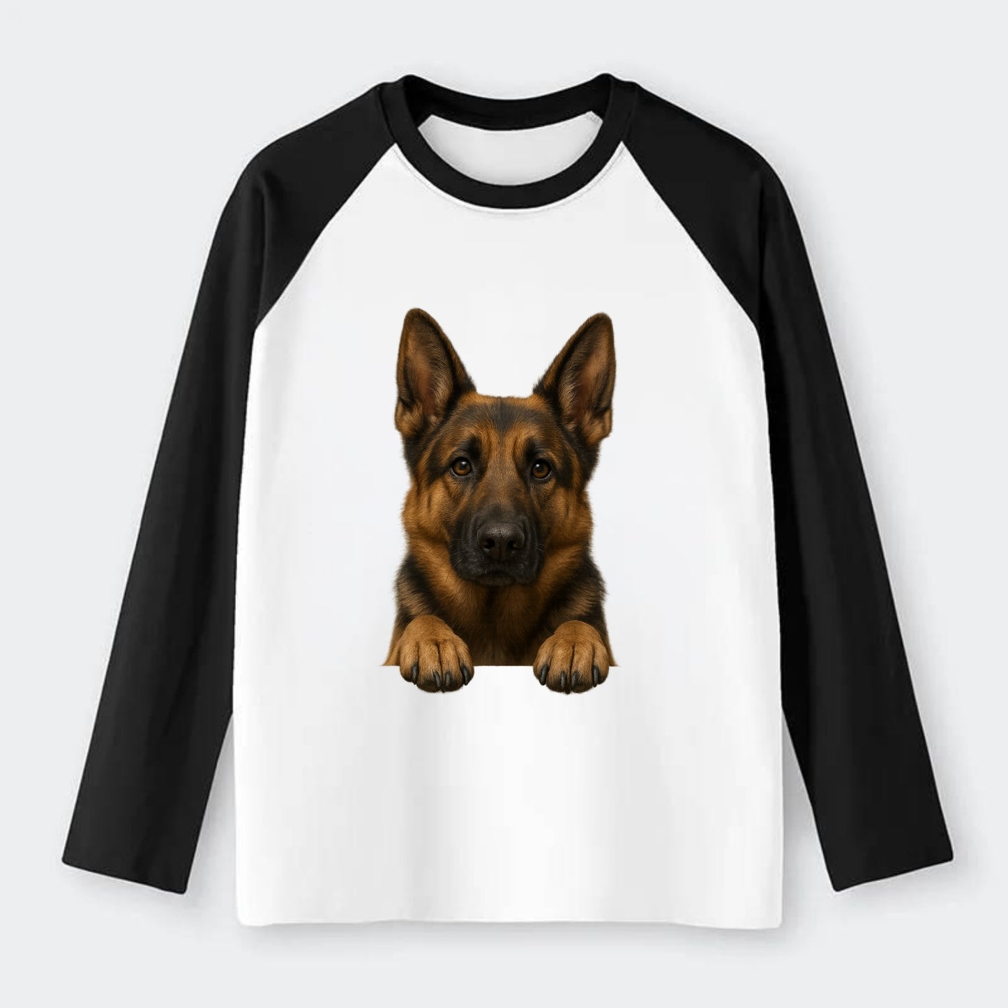 German Shepherd  - Raglan Long Sleeve T-Shirt - Black