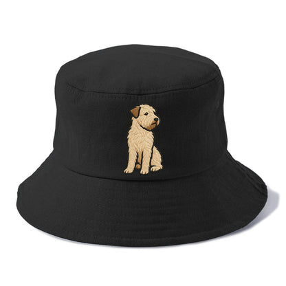 Soft Coated Wheaten Terrier - Light tan flowing coat embroidered pose - Bucket Hat - Black