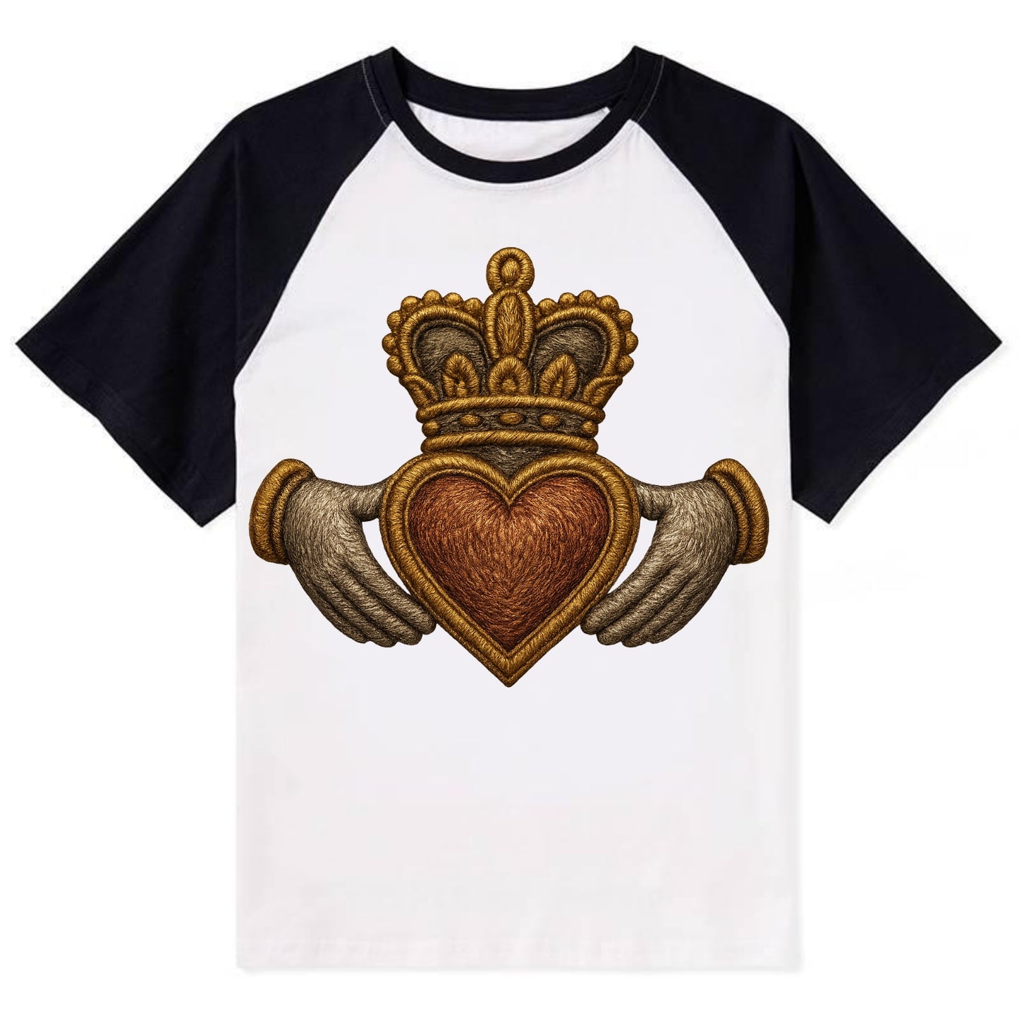 Claddagh  - Contrast Raglan T-shirt - Black