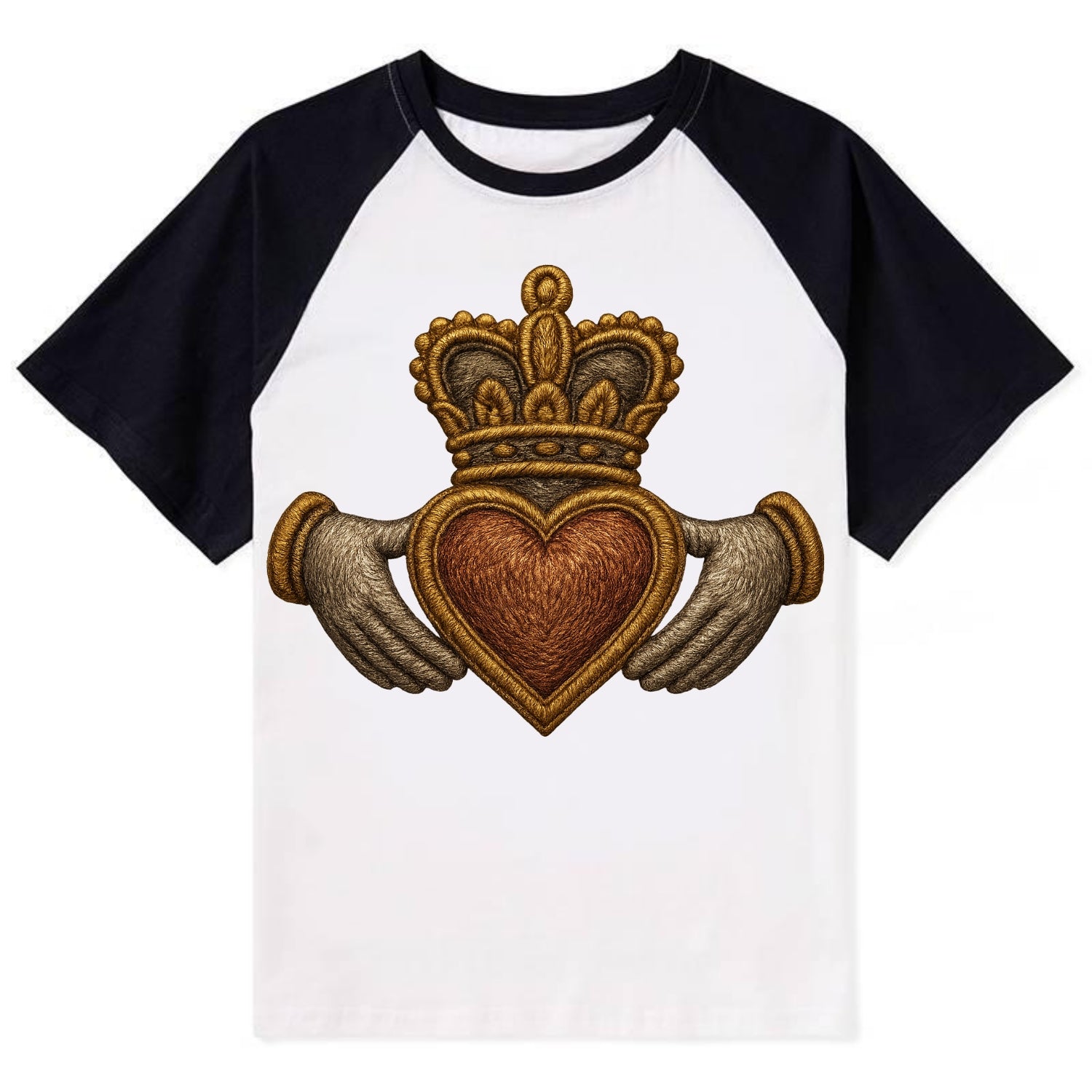 Claddagh  - Contrast Raglan T-shirt - Black