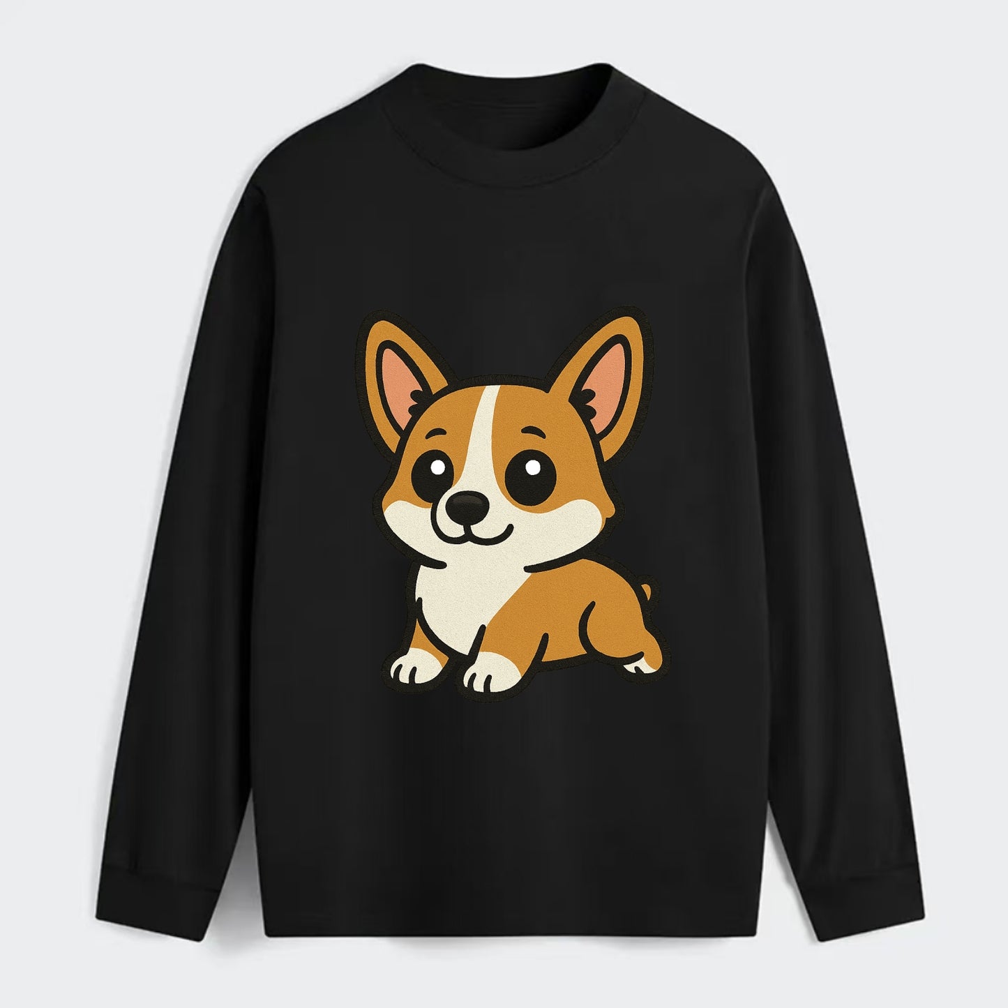 Corgi - Sploot lying position - Classic Long Sleeve Shirt - Black