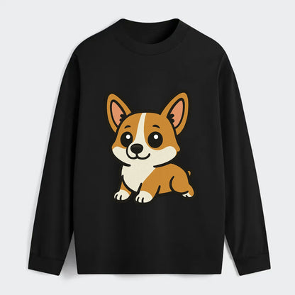 Corgi - Sploot lying position - Classic Long Sleeve Shirt - Black