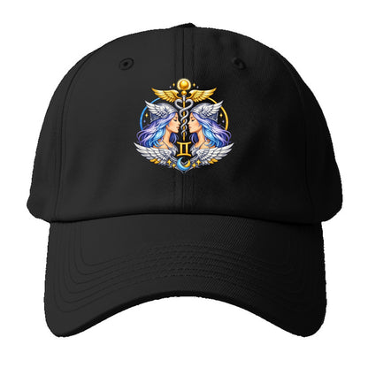 MERCURY WINGS | Winged messenger symbol | Caduceus staff | Swift communication | - Baseball Cap - Black