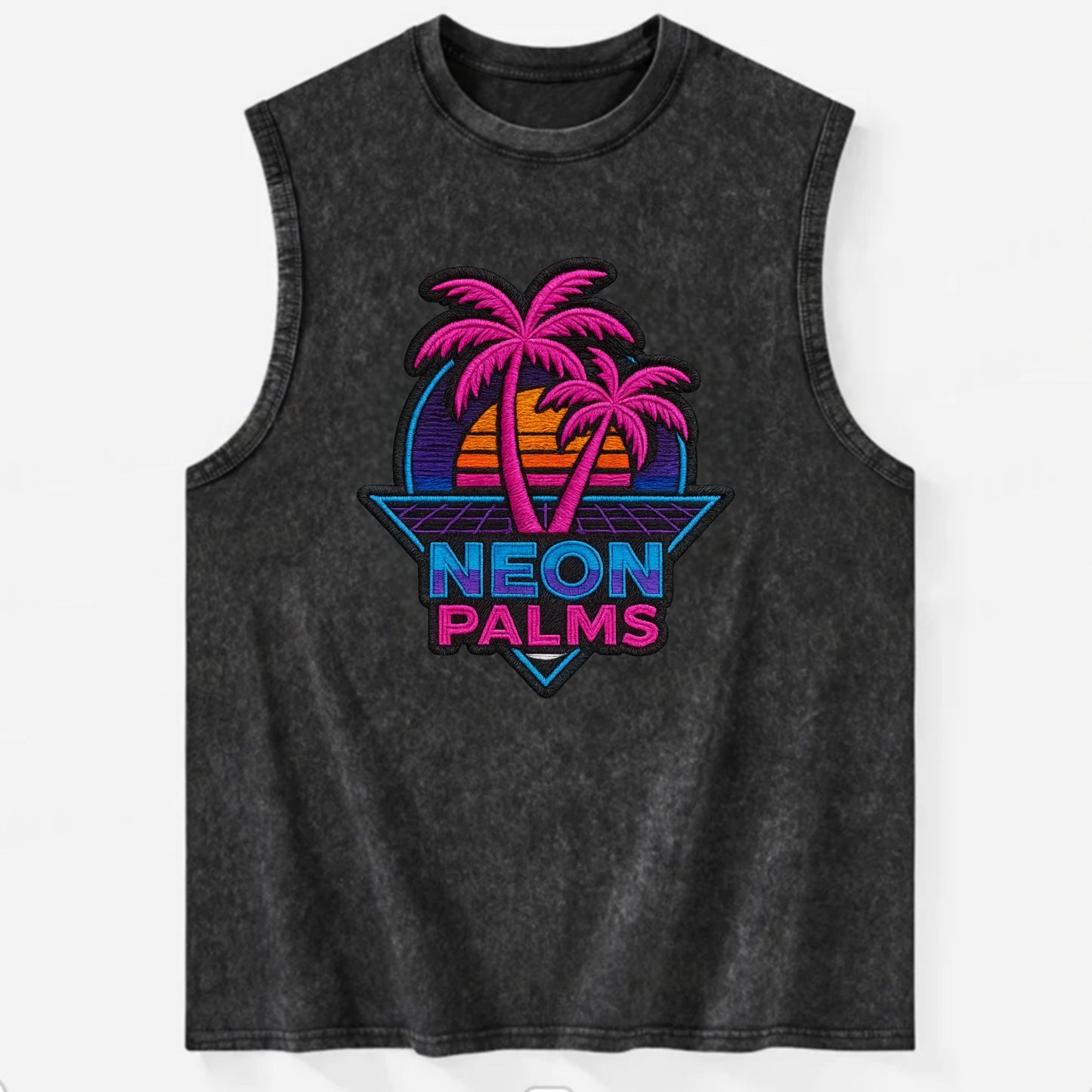 Neon Palms - Vintage Washed Tank - Black