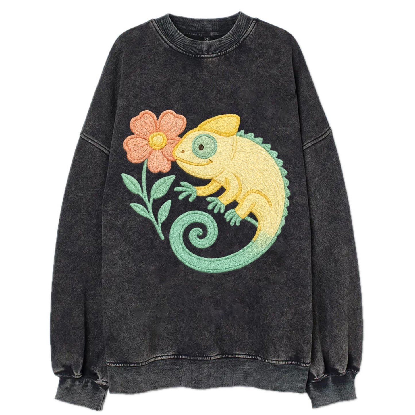 Yellow Chameleon - Vintage Sweatshirt - Black