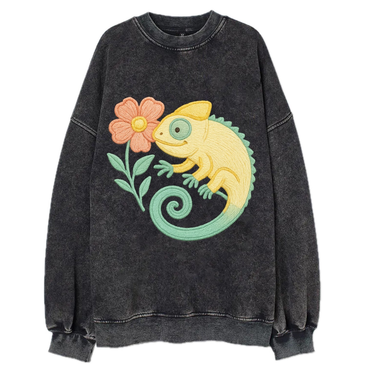 Yellow Chameleon - Vintage Sweatshirt - Black
