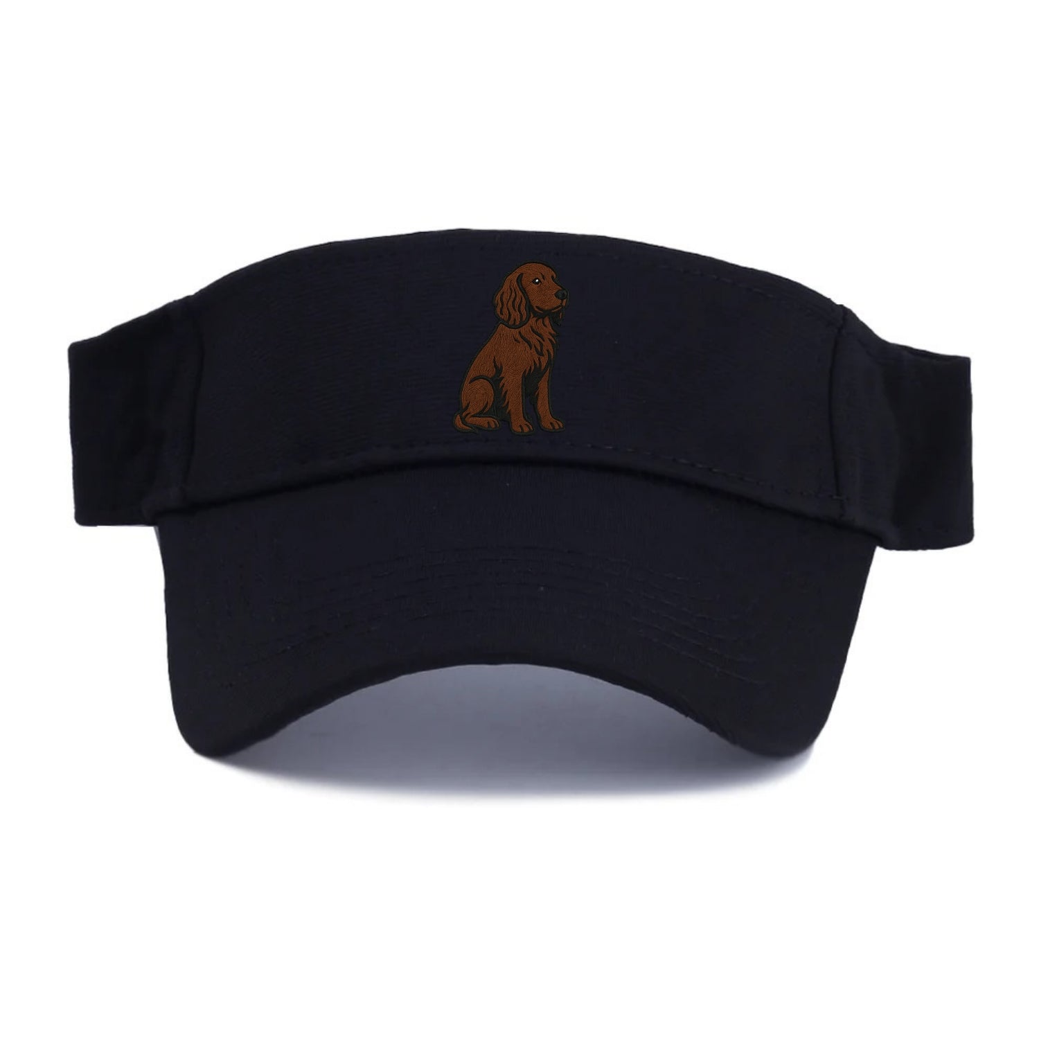 Field Spaniel - Liver colored embroidered sitting design - Visor - Black