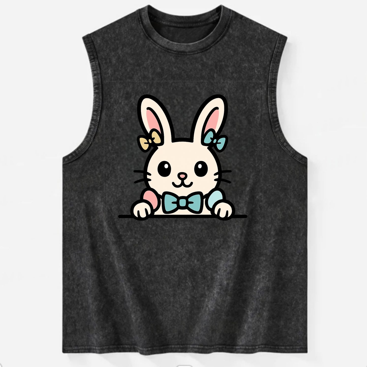 Easter Bunny  - Vintage Washed Tank - Black