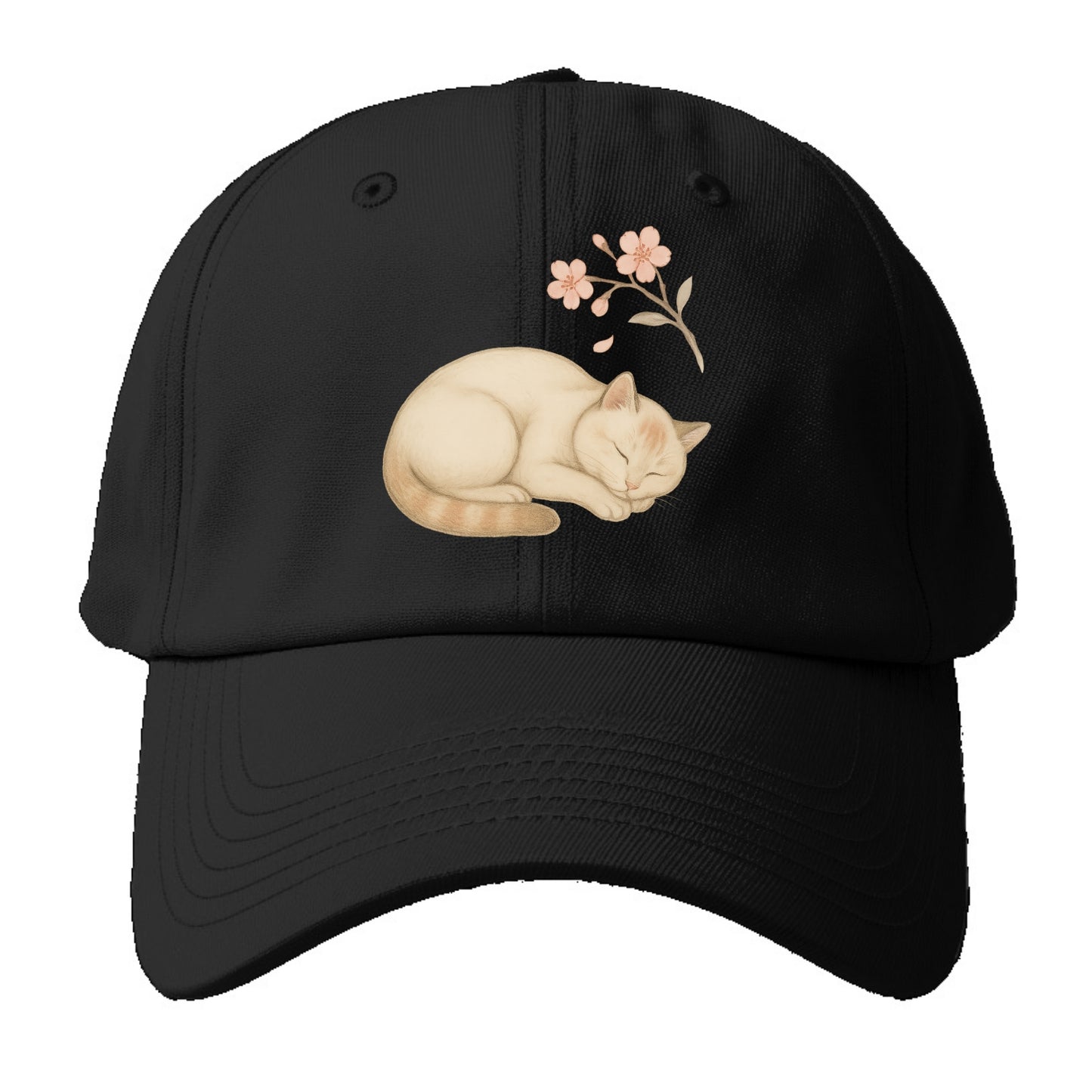 Zen Garden Cat  - Baseball Cap - Black