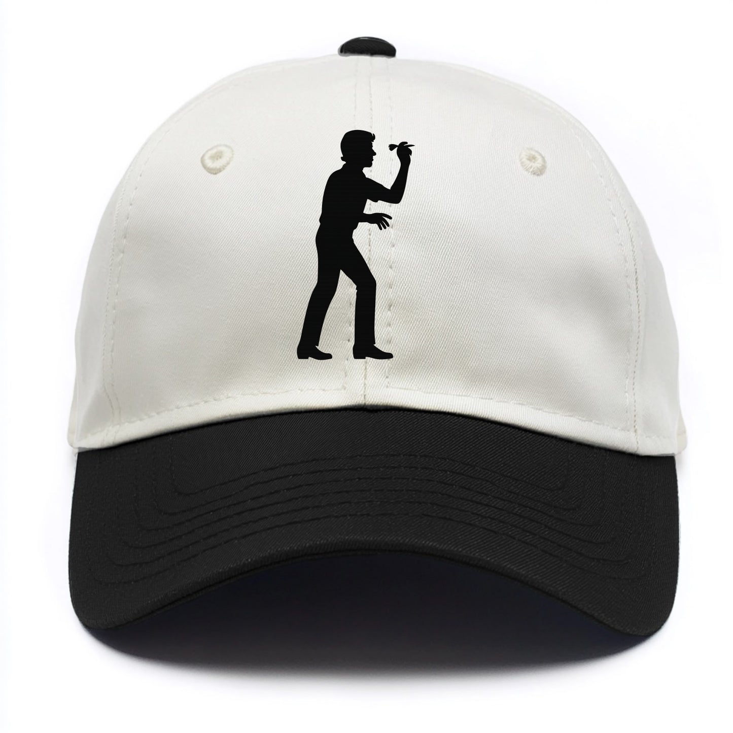 Darts player in throwing stance - Two Tone Cap - Black