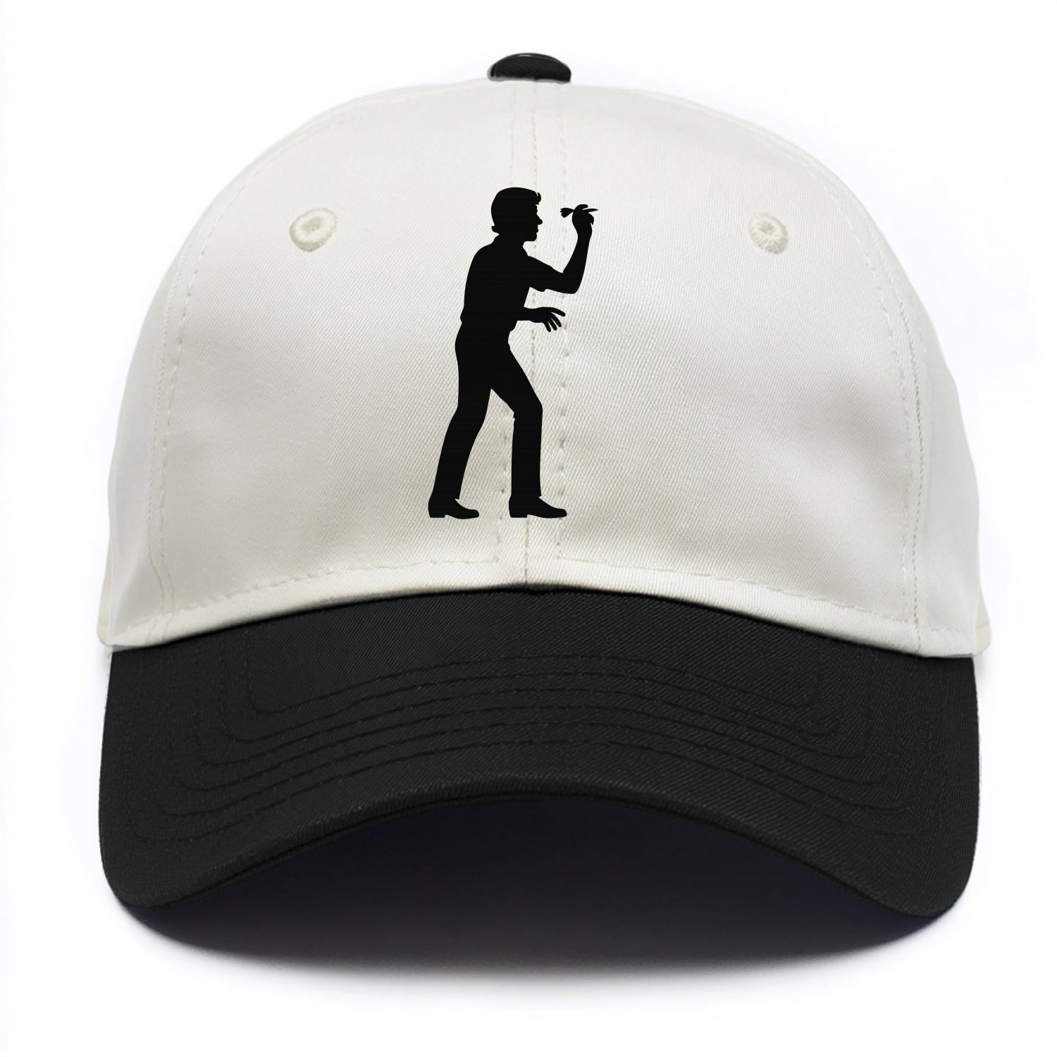 Darts player in throwing stance - Two Tone Cap - Black