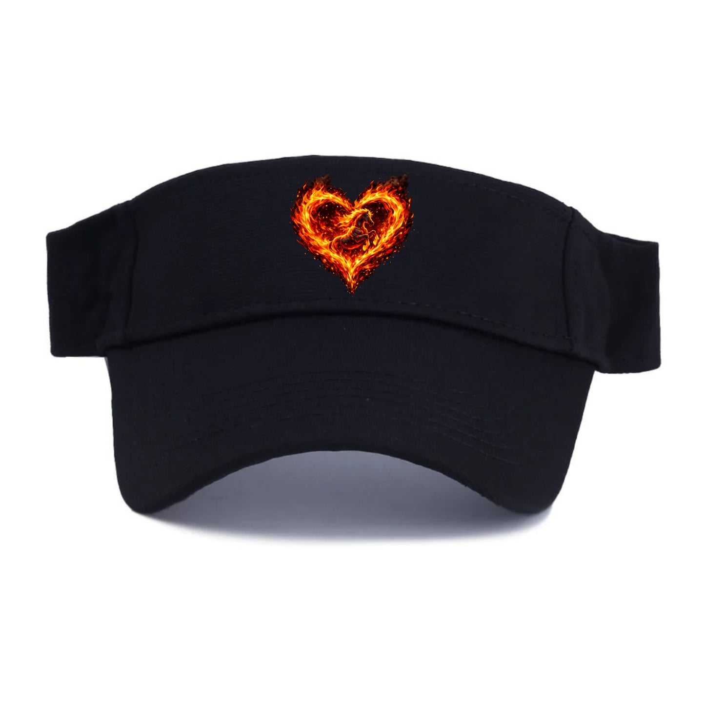 HEART OF FIRE | Flaming heart with horse silhouette inside | Passion embodied | Love and - Visor - Black