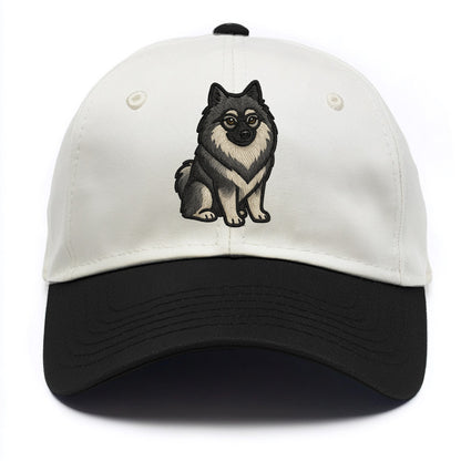 Keeshond - Gray and black spectacles embroidered design - Two Tone Cap - Black