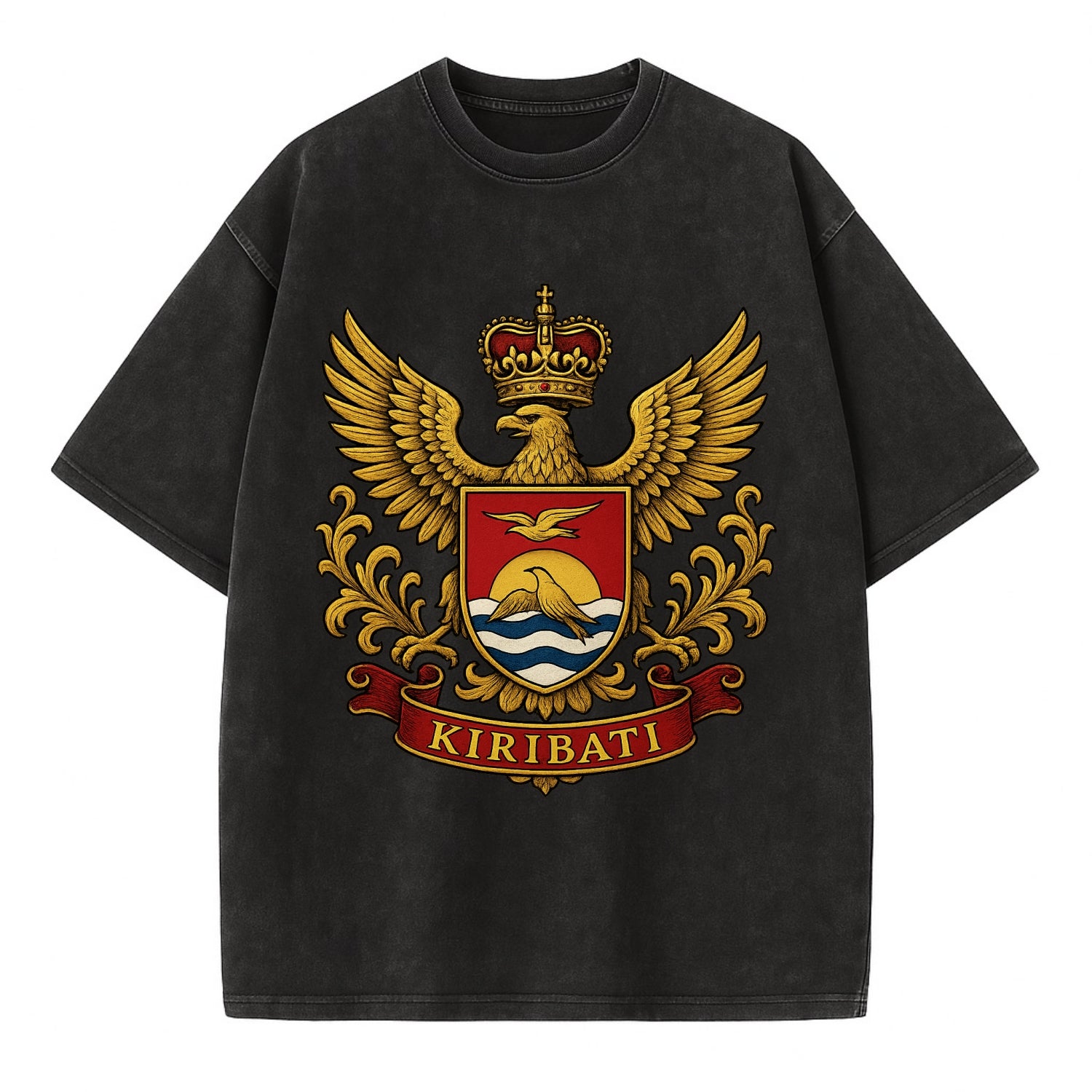 Kiribati Heritage Badge  - Vintage T-shirt - Black