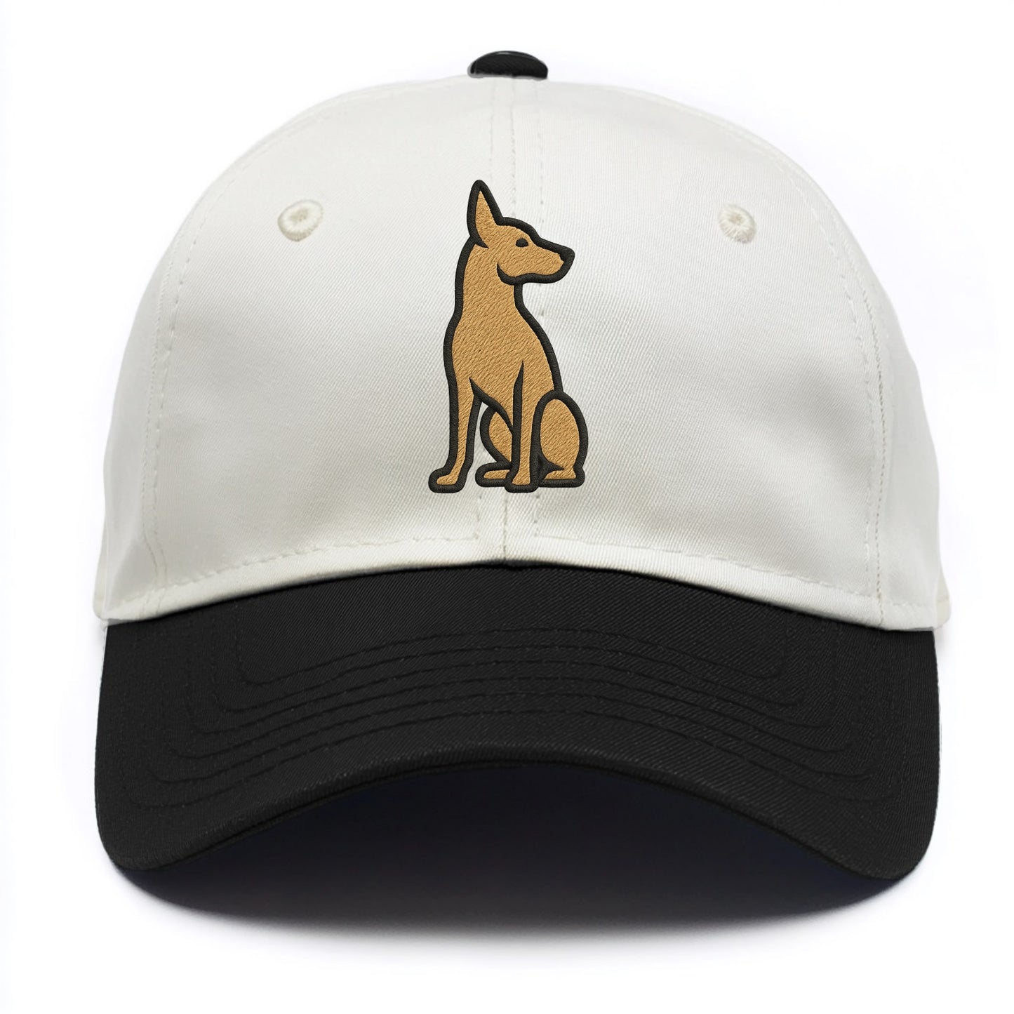 Pharaoh Hound - Tan colored sitting pose Two Tone Cap - Black