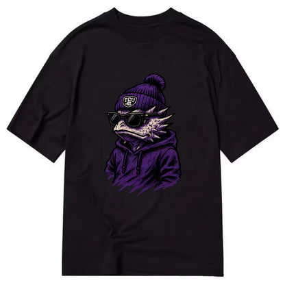 Fort Worth Horned Frog wearing TCU beanie with frog patch - Classic T-shirt - Black