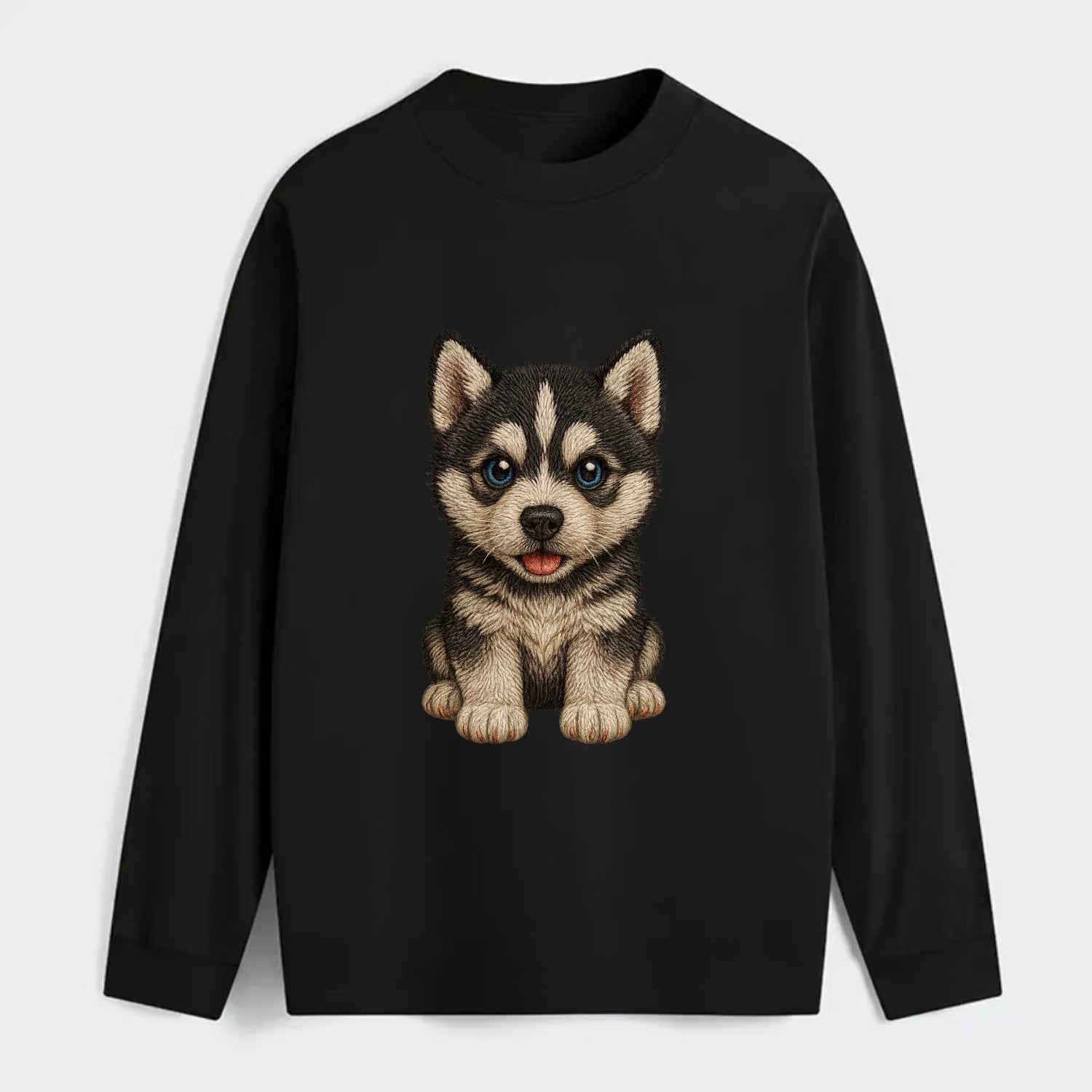 Baby Siberian Husky Puppy - blue or bi-colored eyes, fluffy coat, - Classic Long Sleeve Shirt - Black
