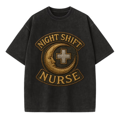 Night Shift Nurse  - Vintage T-shirt - Black