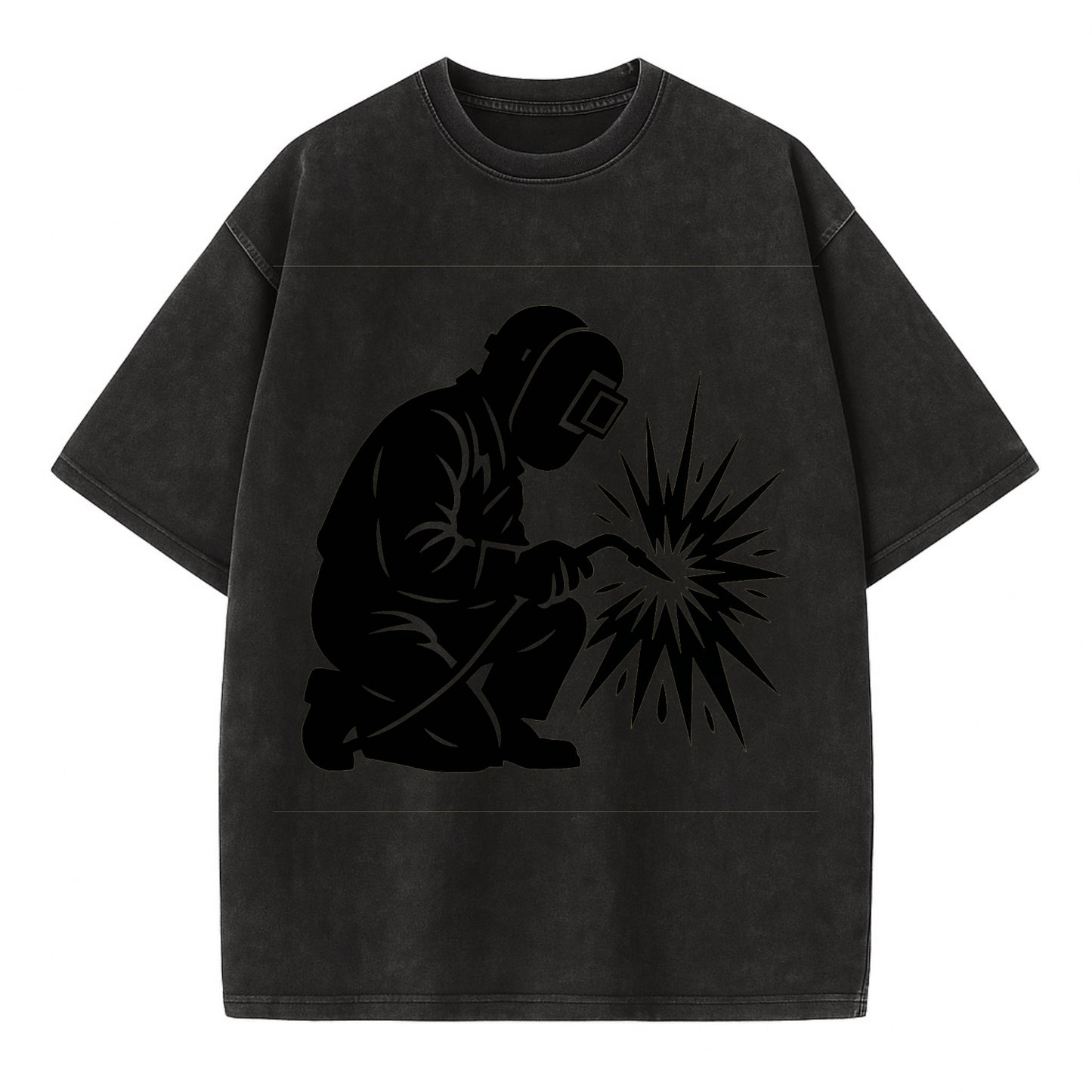 Welder sparks flying dramatically - Vintage T-shirt - Black