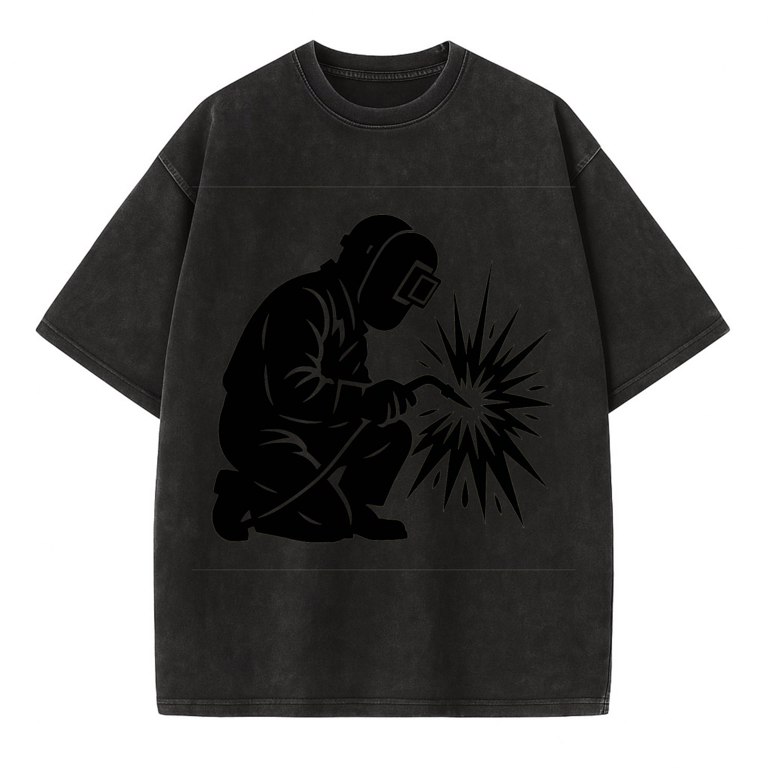 Welder sparks flying dramatically - Vintage T-shirt - Black