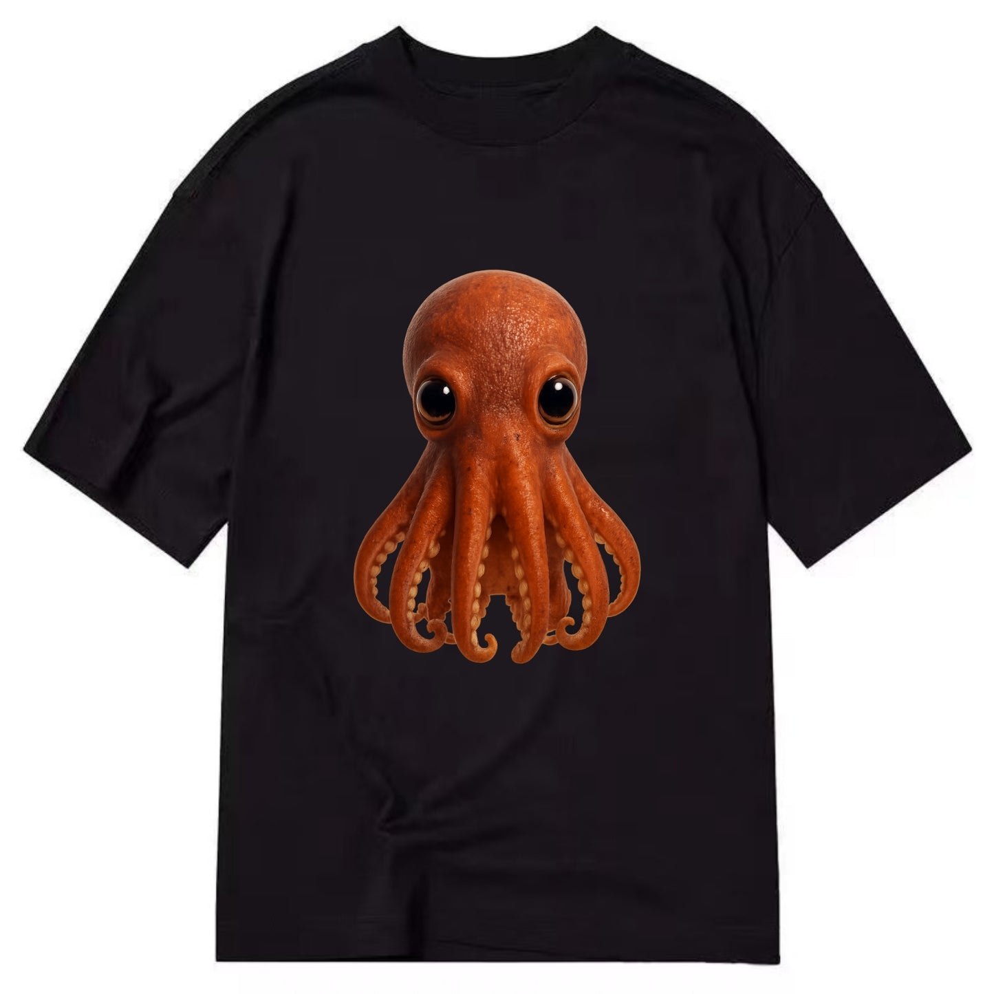 Baby Giant Pacific Octopus - reddish, smaller tentacles, expressive eyes, - Classic T-shirt - Black