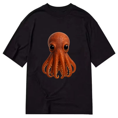 Baby Giant Pacific Octopus - reddish, smaller tentacles, expressive eyes, - Classic T-shirt - Black