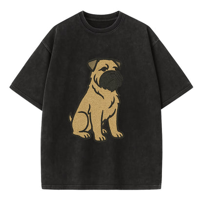 Bouvier des Flandres - Fawn rough coat embroidered design - Vintage T-shirt - Black