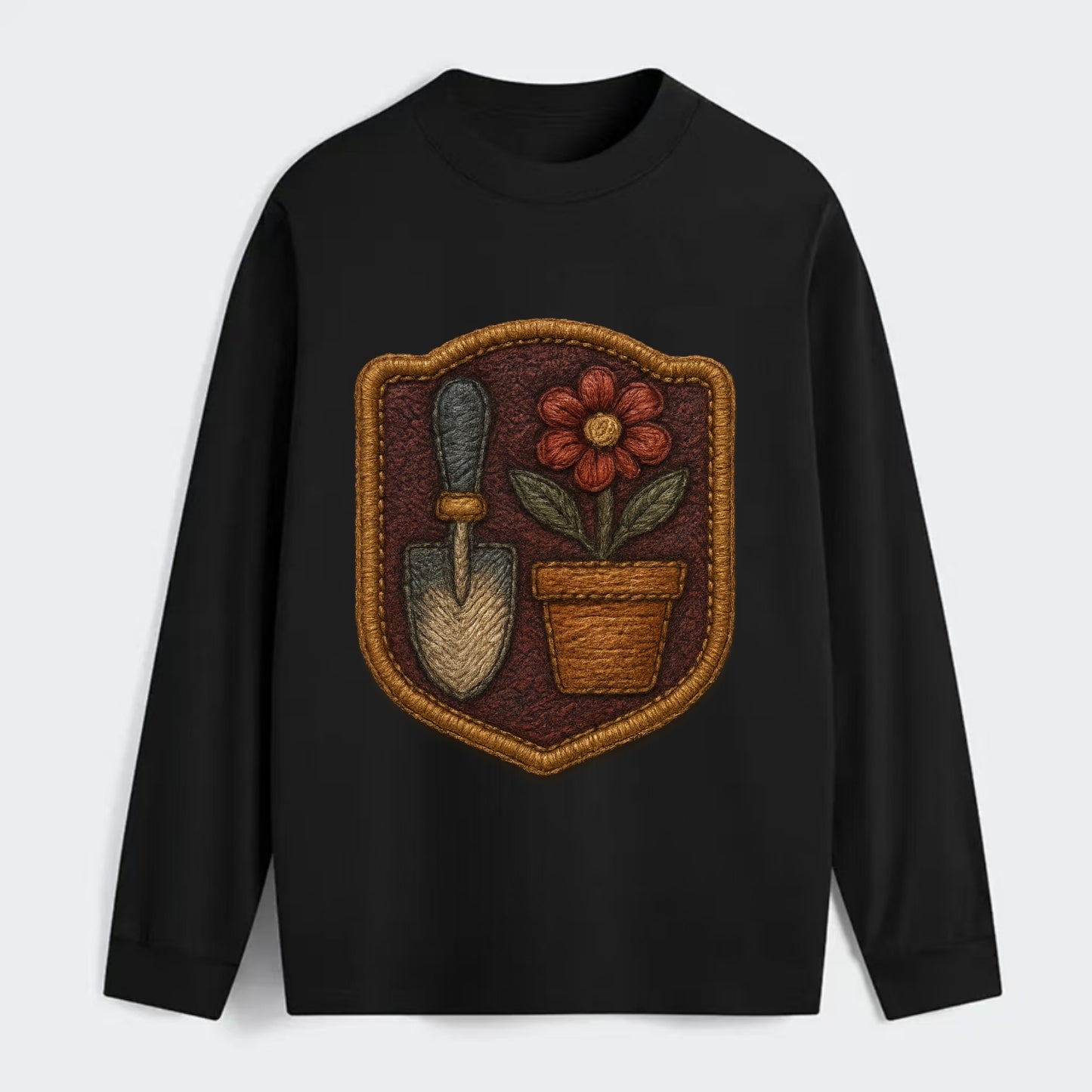 Garden trowel with flower pot - gardener badge - Classic Long Sleeve Shirt - Black
