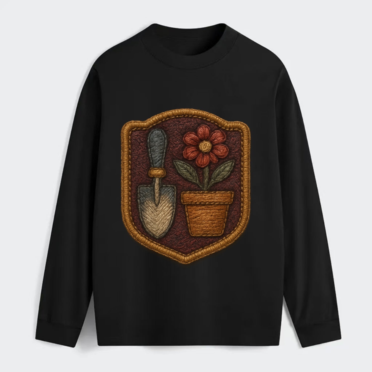 Garden trowel with flower pot - gardener badge - Classic Long Sleeve Shirt - Black