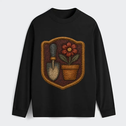 Garden trowel with flower pot - gardener badge - Classic Long Sleeve Shirt - Black