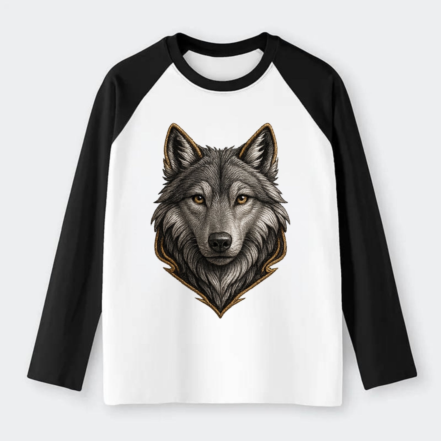 Wolf Totem  - Raglan Long Sleeve T-Shirt - Black