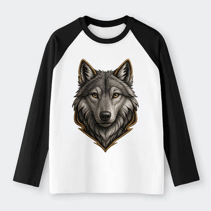 Wolf Totem  - Raglan Long Sleeve T-Shirt - Black