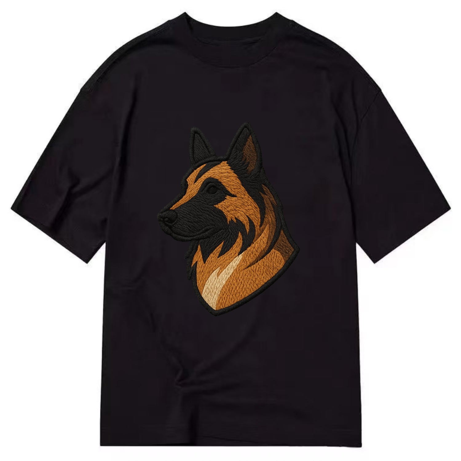 Belgian Tervuren - Fawn with black overlay embroidered design - Classic T-shirt - Black