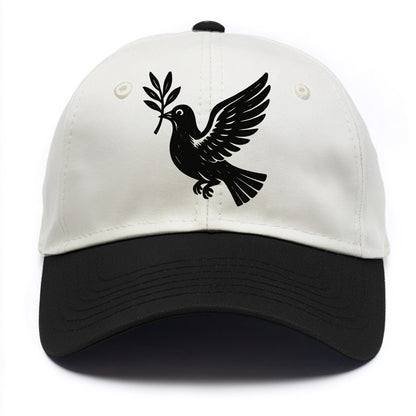 Dove carrying olive branch - peace movement ink painting - Two Tone Cap - Black