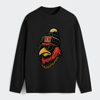 Louisville Cardinal wearing Louisville beanie with L patch - Classic Long Sleeve Shirt - Black