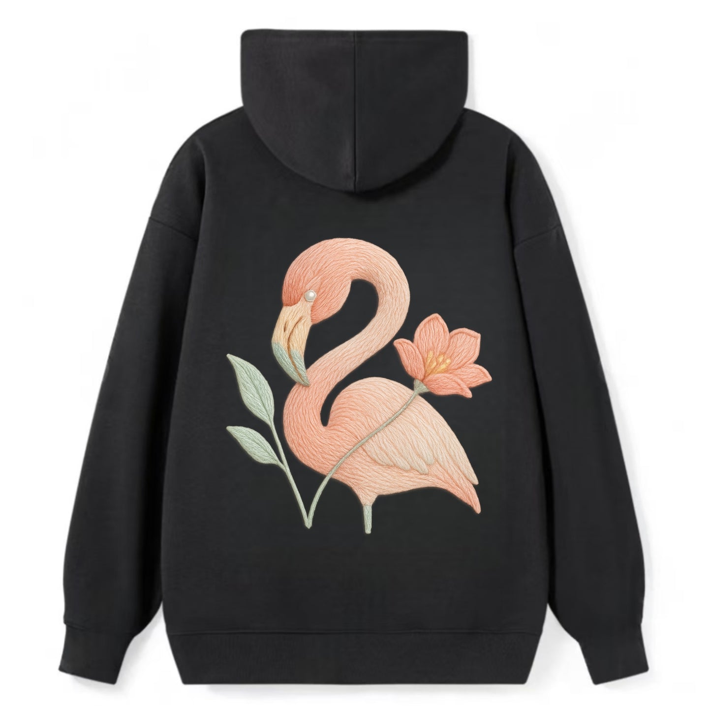 Peach Flamingo - Classic Pullover Hoodie - Black