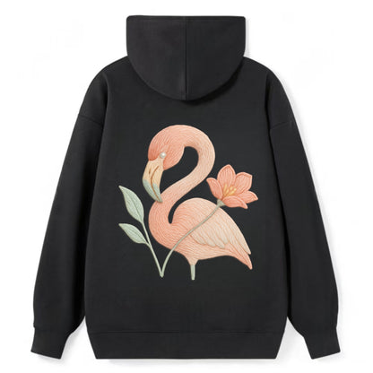 Peach Flamingo - Classic Pullover Hoodie - Black