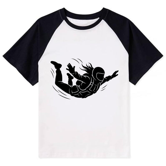 Skydiver free-fall position - Contrast Raglan T-shirt - Black