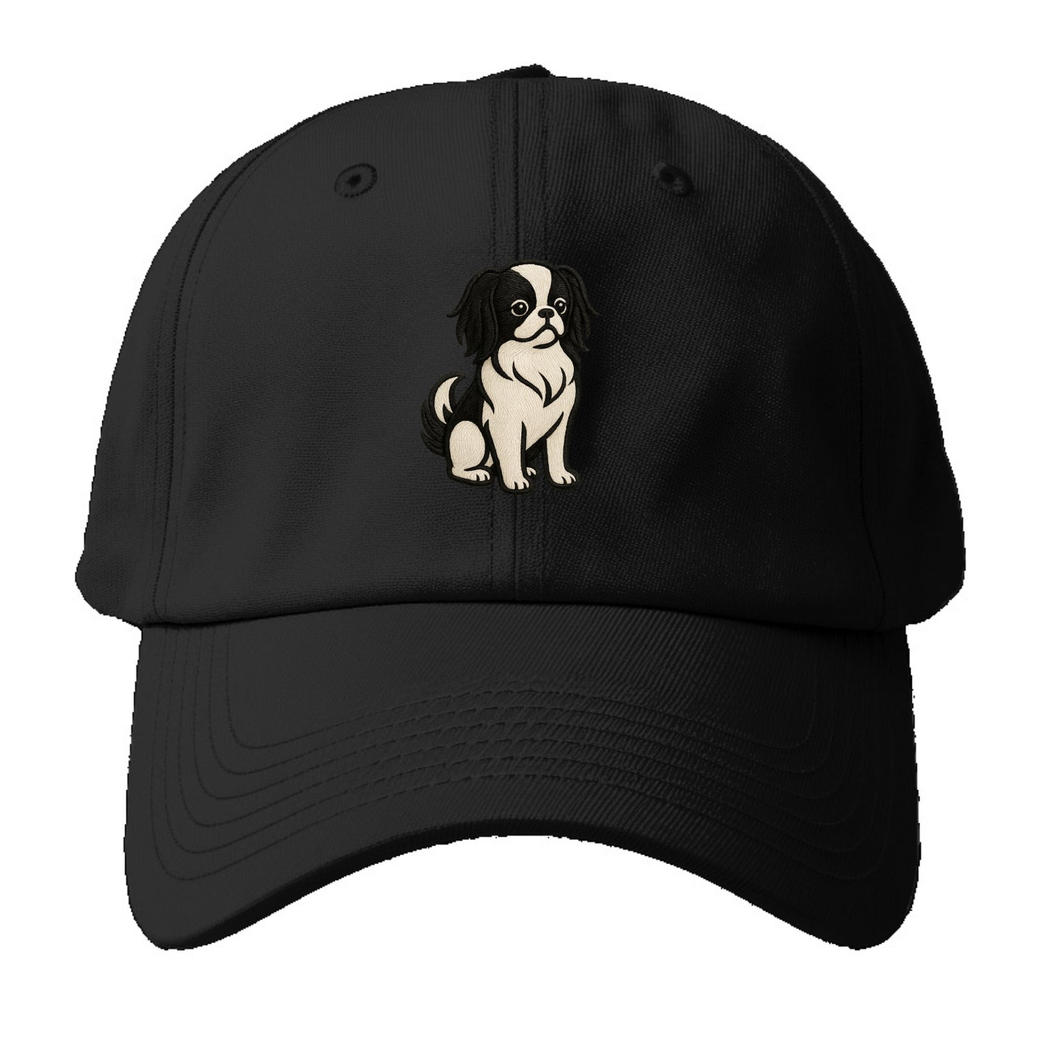 Japanese Chin - Black and white sitting Baseball Cap For Big Heads - Black