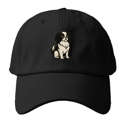 Japanese Chin - Black and white sitting Baseball Cap For Big Heads - Black