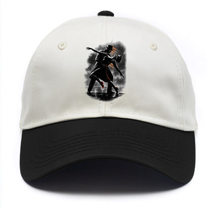 romantic dance pose with woman lifted in the air at lakeside - Two Tone Cap - Black