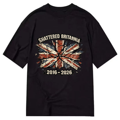 SHATTERED BRITANNIA | Cracked broken Union Jack | Fragmented glass effect | - Classic T-shirt - Black