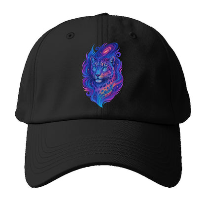 Majestic snow leopard with rainbow gradient spots, crystalline flowing - Baseball Cap For Big Heads - Black