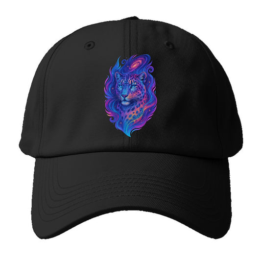 Majestic snow leopard with rainbow gradient spots, crystalline flowing - Baseball Cap For Big Heads - Black