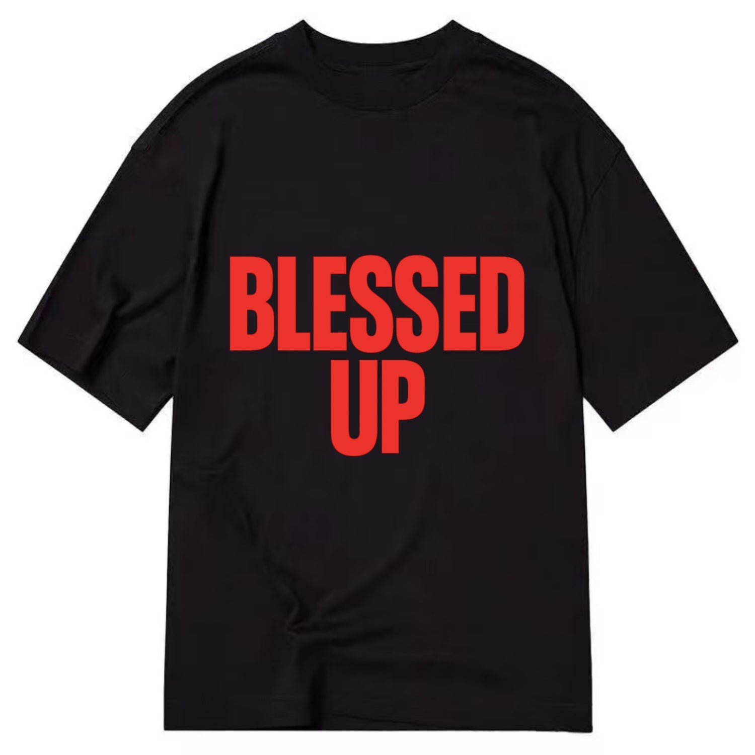 Bold typography design - "BLESSED UP" - recognizing fortune - Classic T-shirt - Black