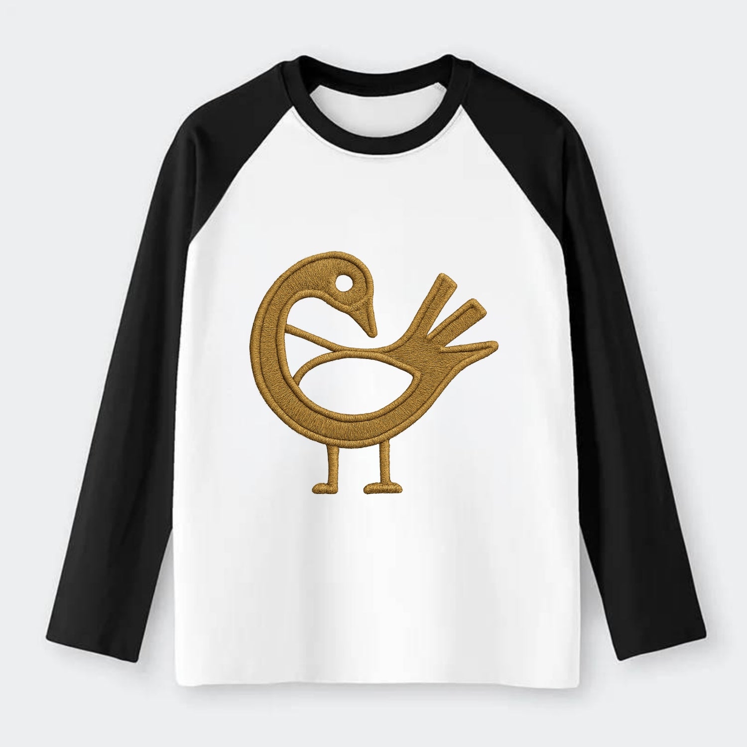 Adinkra Sankofa  - Raglan Long Sleeve T-Shirt - Black