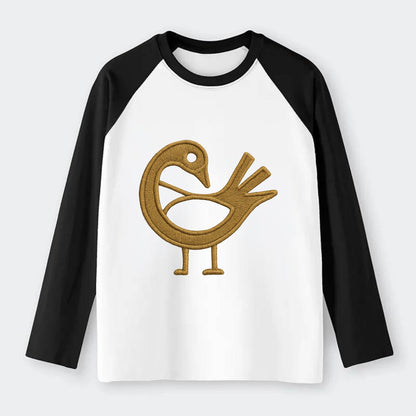 Adinkra Sankofa  - Raglan Long Sleeve T-Shirt - Black